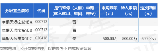 大资本 公告速递：摩根天添宝货币基金C类份额暂停非个人投资者大额申购、转换转入及定期定额投资业务